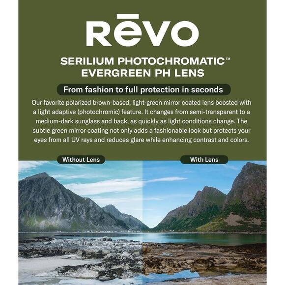 REVO MERIDIAN Sunglasses Gunmetal POLARIZED PHOTOCHROMATIC Evergreen 1194 00 GNP - Picture 11 of 12